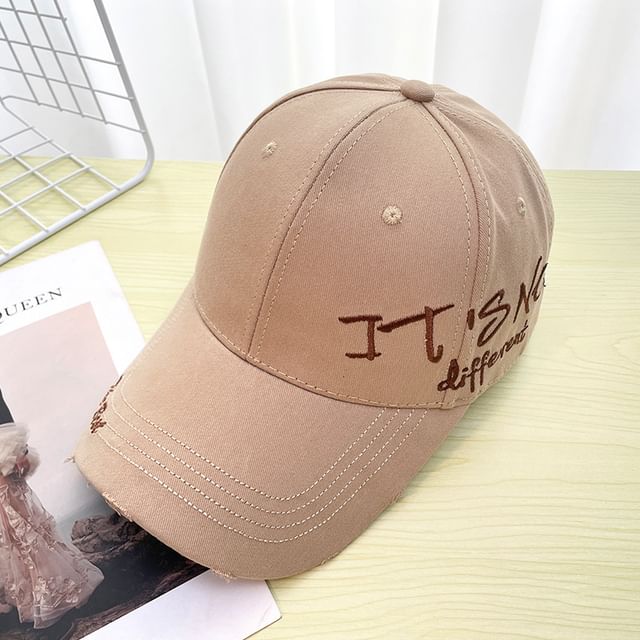 Embroidered Baseball Cap Distressed Lettering