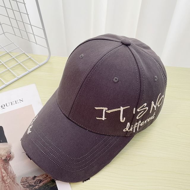 Embroidered Baseball Cap Distressed Lettering