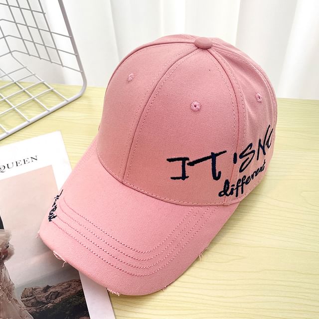 Embroidered Baseball Cap Distressed Lettering