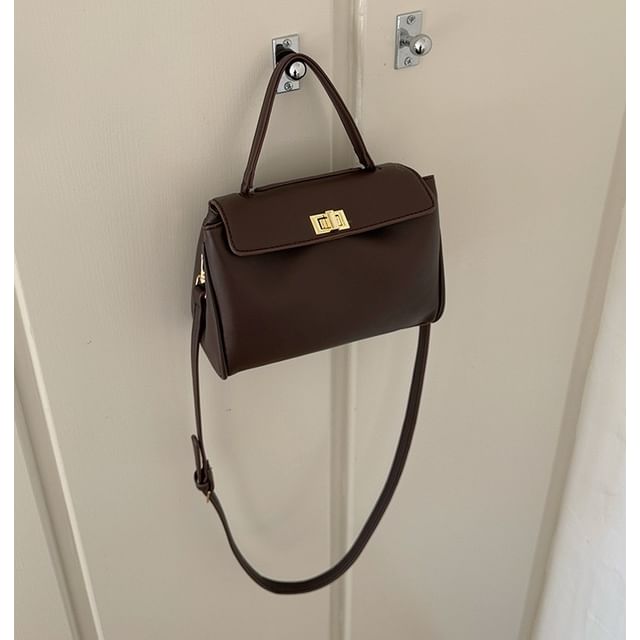 Leather Twist Crossbody Lock Faux Bag