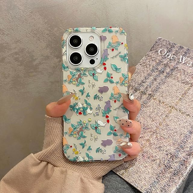 Set Strap Rabbit / Case Phone Floral