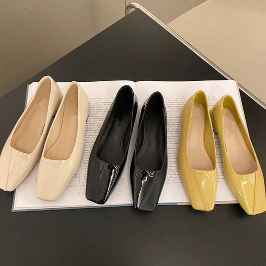 Toe Flats Faux Square Leather