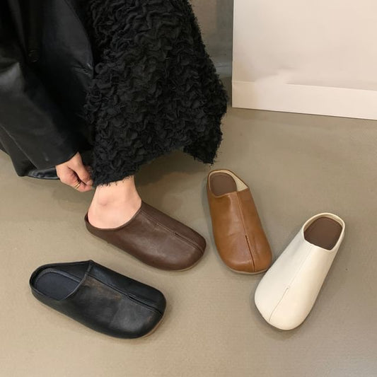 Faux Plain Leather Mules