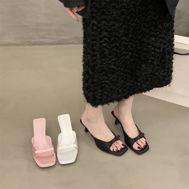 Kitten Slide Square Sandals Toe Heel