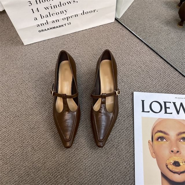 Shoes Strap Pyramid Jane Mary Heel T Pointed