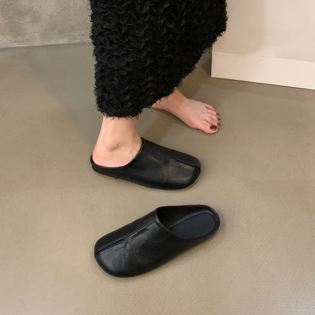 Faux Plain Leather Mules