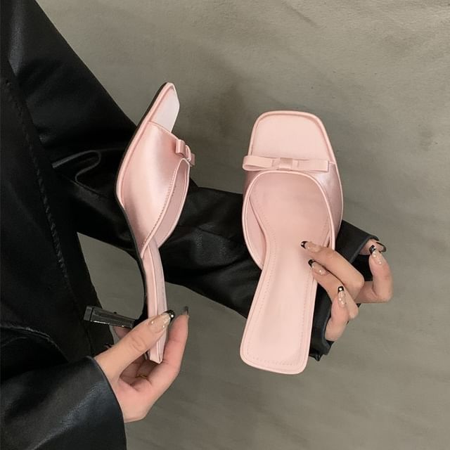 Kitten Slide Square Sandals Toe Heel