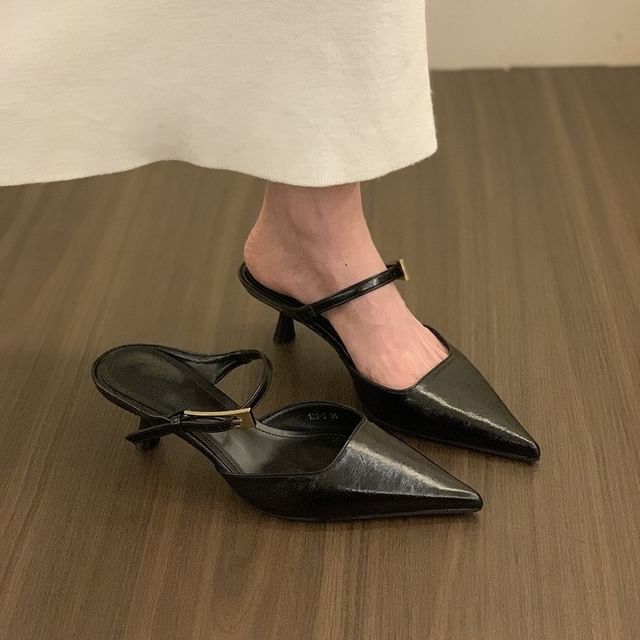 Kitten Mules Pointed Heel