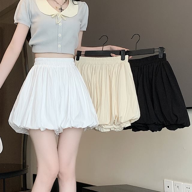 High Mini Paperbag Plain Skort Waist