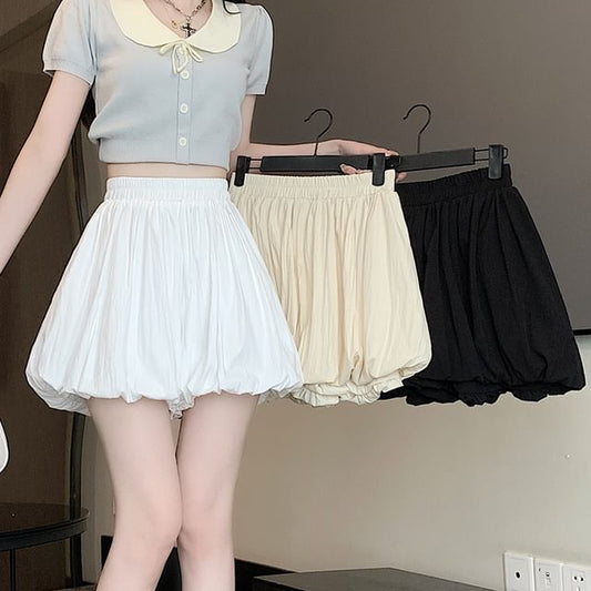 High Mini Paperbag Plain Skort Waist