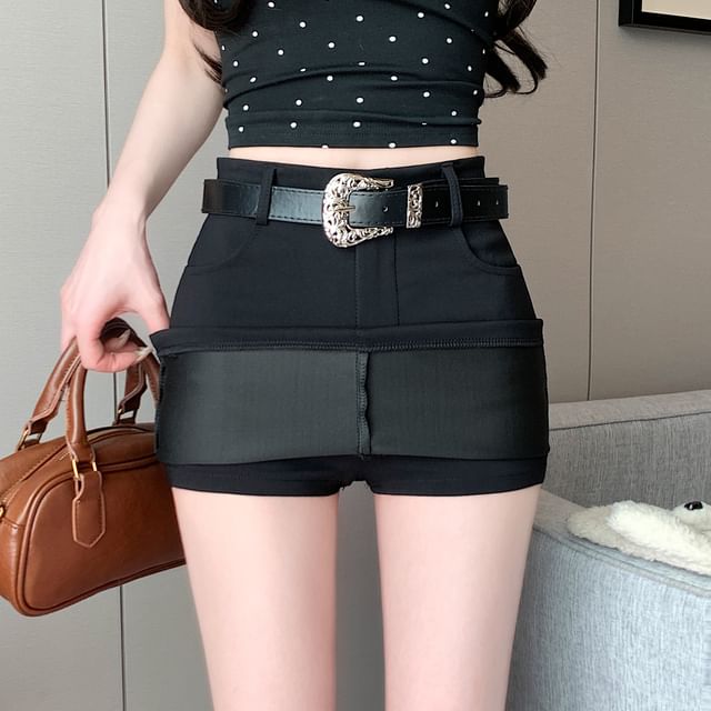 Waist Plain Mini Skort Pencil High