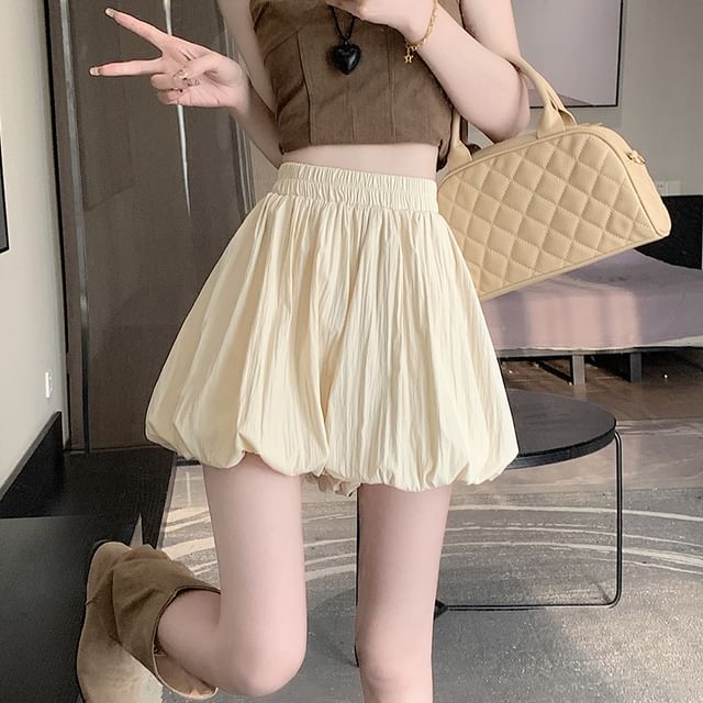 High Mini Paperbag Plain Skort Waist