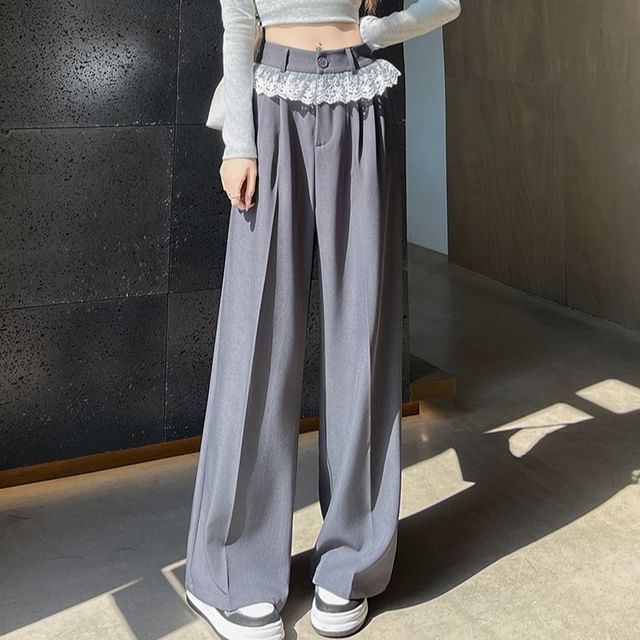 Designs) (Various Wide Waist Pants Leg Dress High Panel Lace
