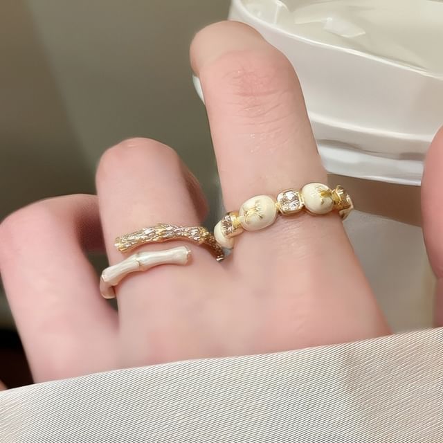 Glaze (Various Designs) Alloy Embellished Ring Open