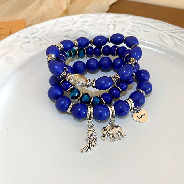 Bead Faux Tassel Set Bracelet Wooden (Various / Gemstone Designs)