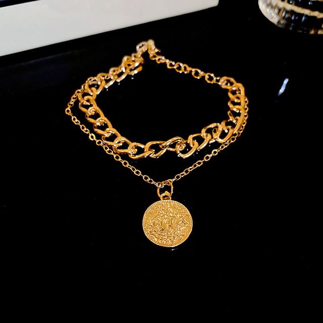 Necklace Layered Coin Pendant Bracelet Alloy /