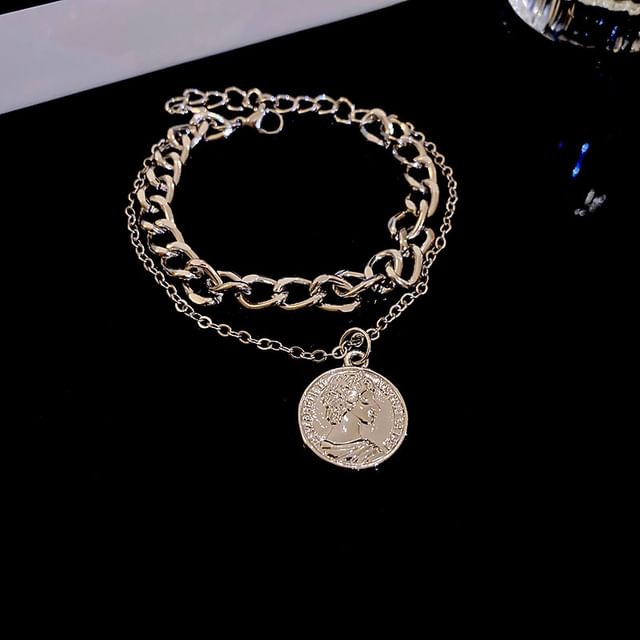 Necklace Layered Coin Pendant Bracelet Alloy /