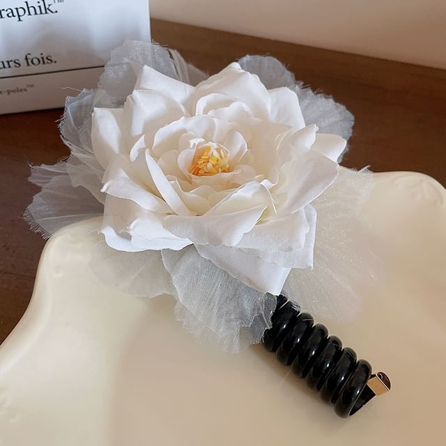 Designs) Tie Floral Bead Ribbon / Hair Coil (Various