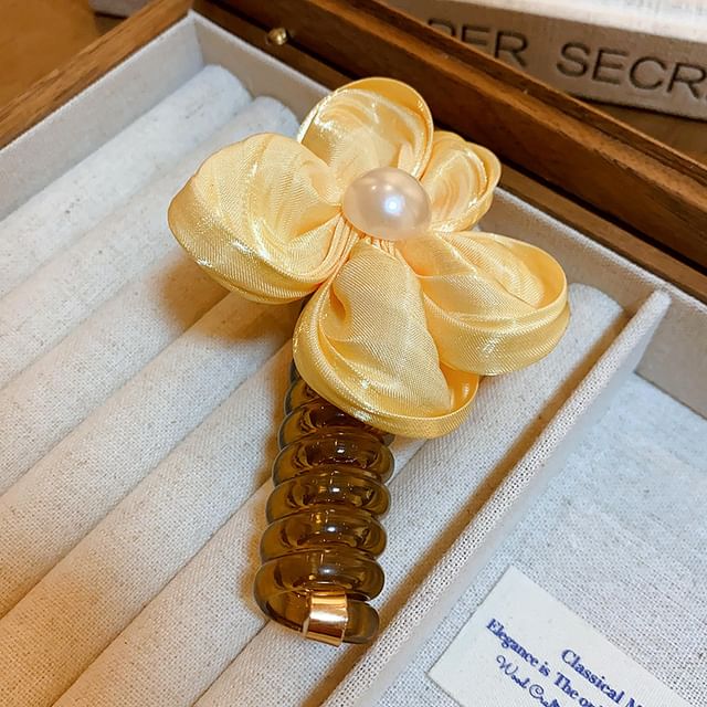 Designs) Tie Floral Bead Ribbon / Hair Coil (Various