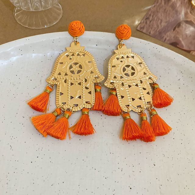 Tassel / Hamsa Chandelier Hand Alloy Earring Droplet
