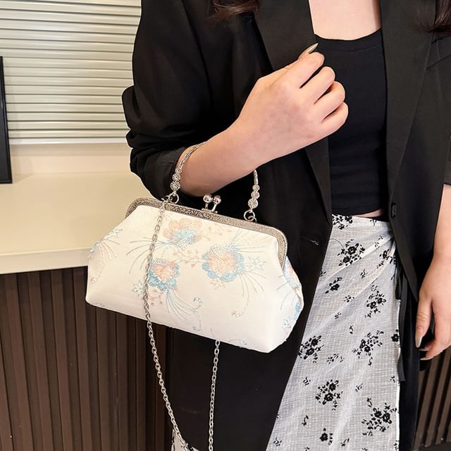 Lock Kiss Floral Embroidered Crossbody Bag
