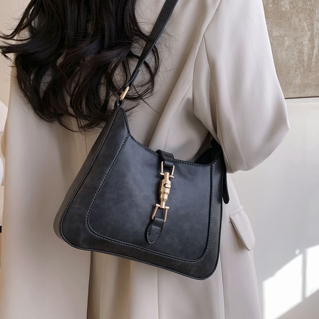 Leather Faux Buckled Crossbody Bag