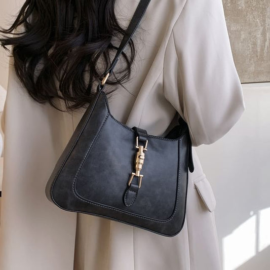 Leather Faux Buckled Crossbody Bag