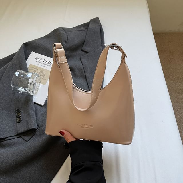 Faux Lettering Leather Shoulder Bag