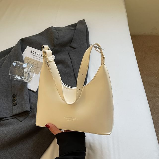 Faux Lettering Leather Shoulder Bag