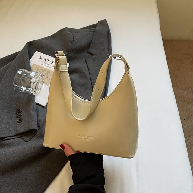 Faux Lettering Leather Shoulder Bag