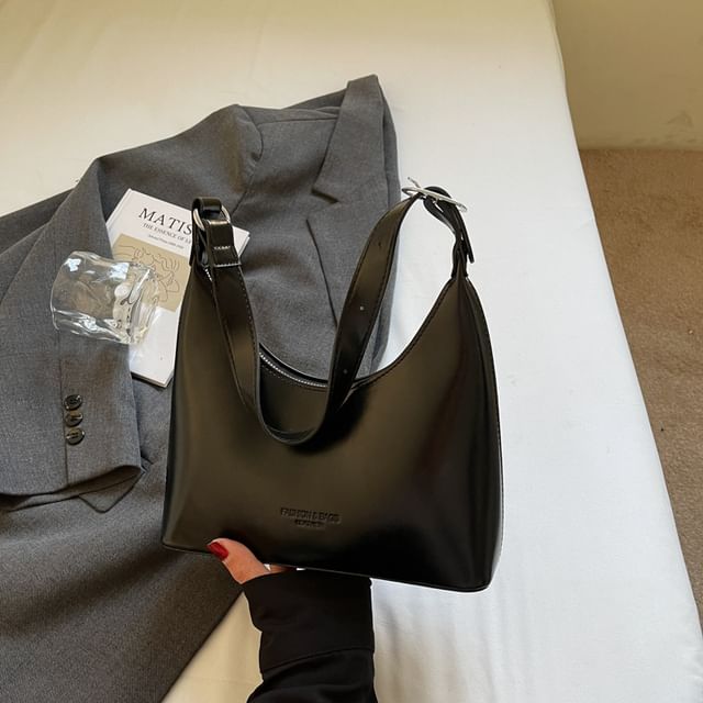 Faux Lettering Leather Shoulder Bag