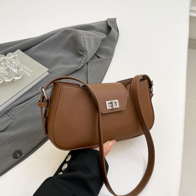 Faux Flap Leather Crossbody Bag