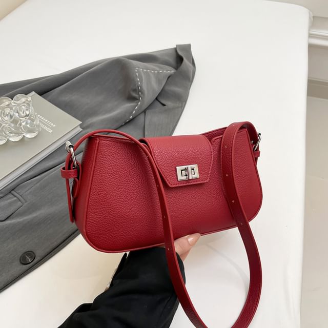 Faux Flap Leather Crossbody Bag