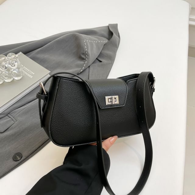 Faux Flap Leather Crossbody Bag