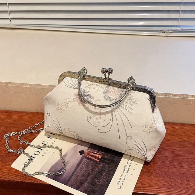 Lock Kiss Floral Embroidered Crossbody Bag