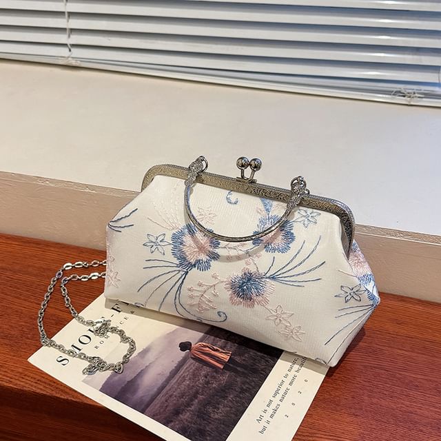 Lock Kiss Floral Embroidered Crossbody Bag