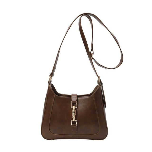 Leather Faux Buckled Crossbody Bag