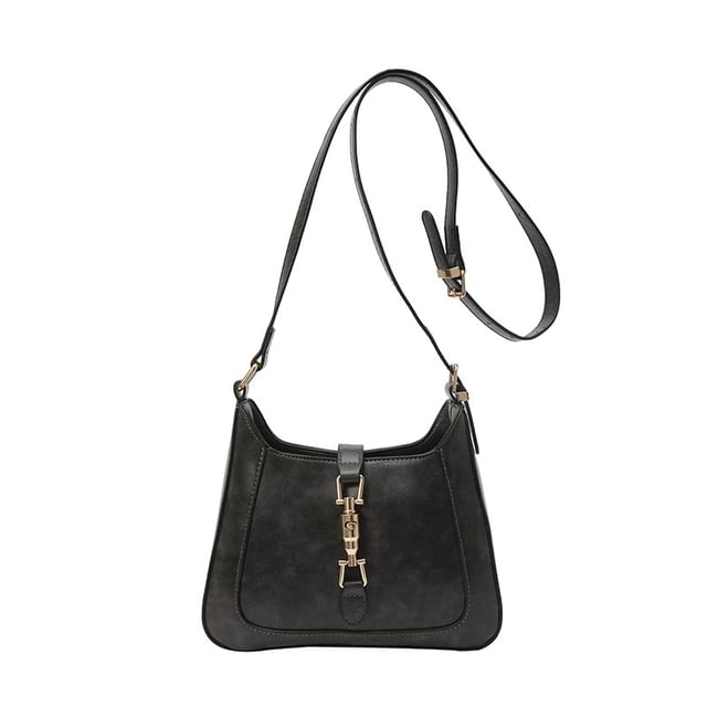 Leather Faux Buckled Crossbody Bag