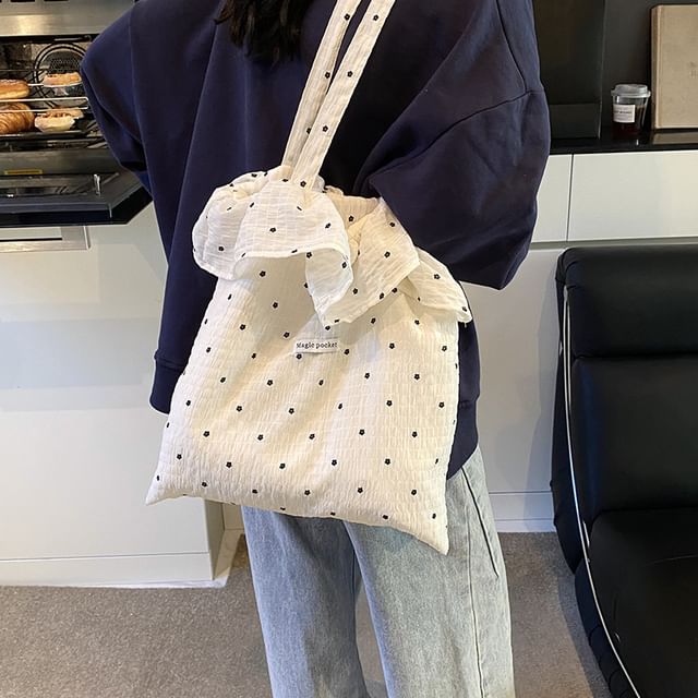 Trim Floral Tote Bag Ruffle Embroidered