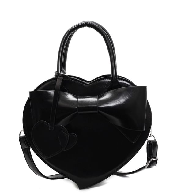 Shaped Faux Set: + Charm Leather Bag Heart Crossbody