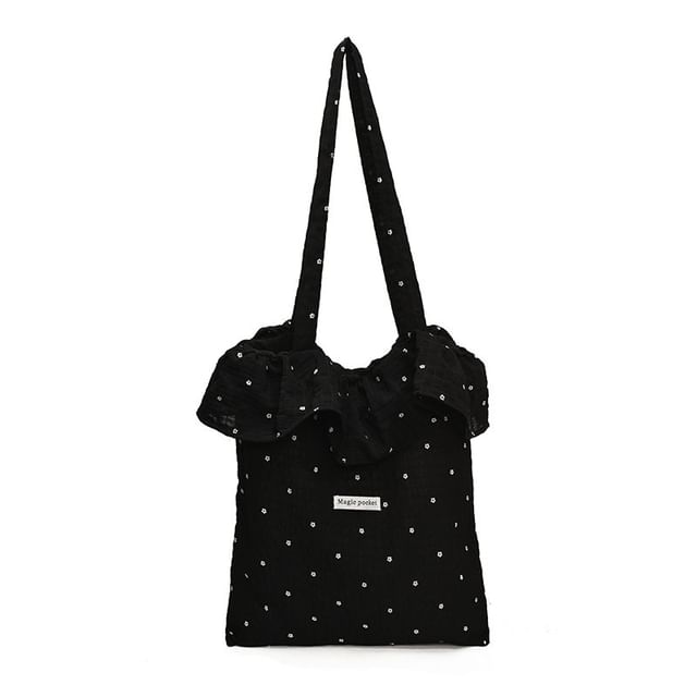 Trim Floral Tote Bag Ruffle Embroidered