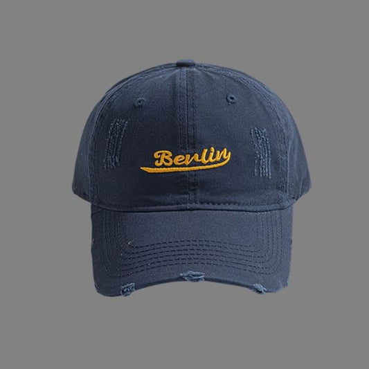 Letter Distressed Embroidered Cap