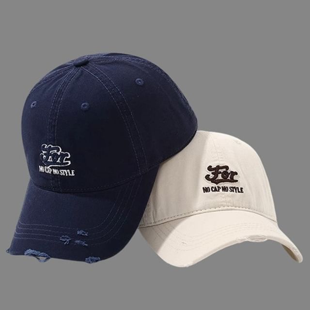 Cap Embroidered Distressed Letter