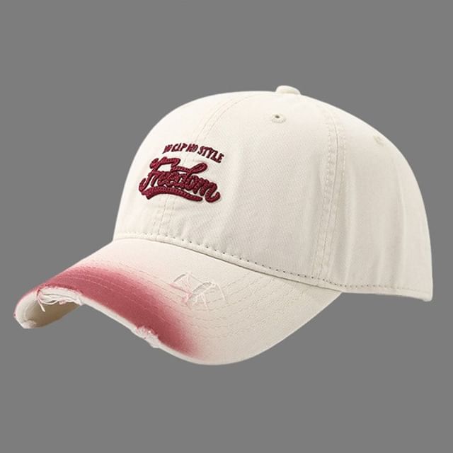 Letter Washed Cap Distressed Embroidered