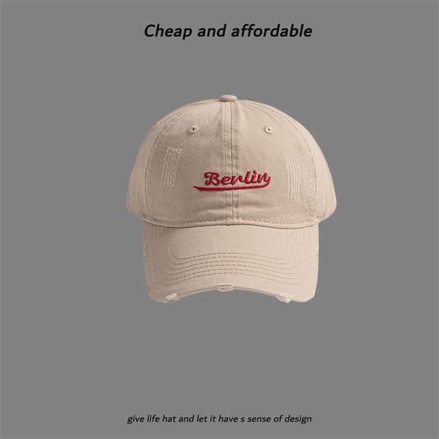 Letter Distressed Embroidered Cap