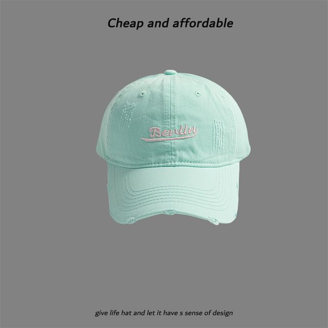 Letter Distressed Embroidered Cap