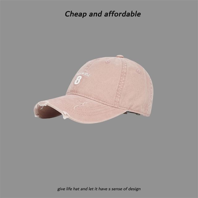 Distressed Washed Embroidered Number Cap