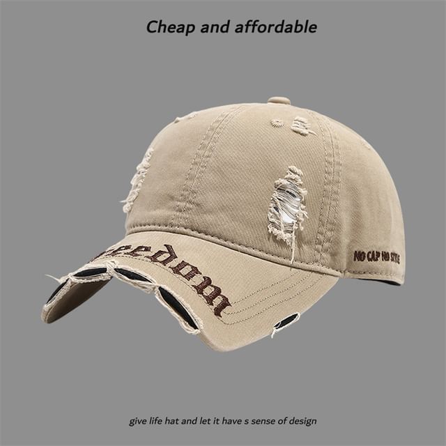 Washed Distressed Embroidered Letter Cap
