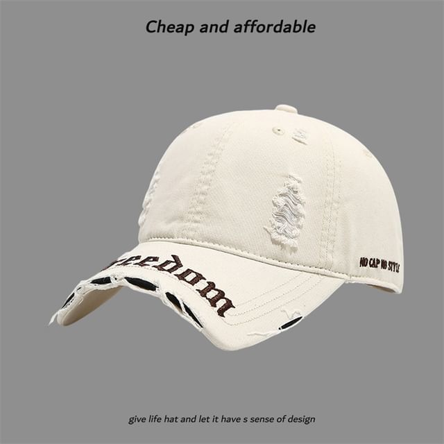 Washed Distressed Embroidered Letter Cap