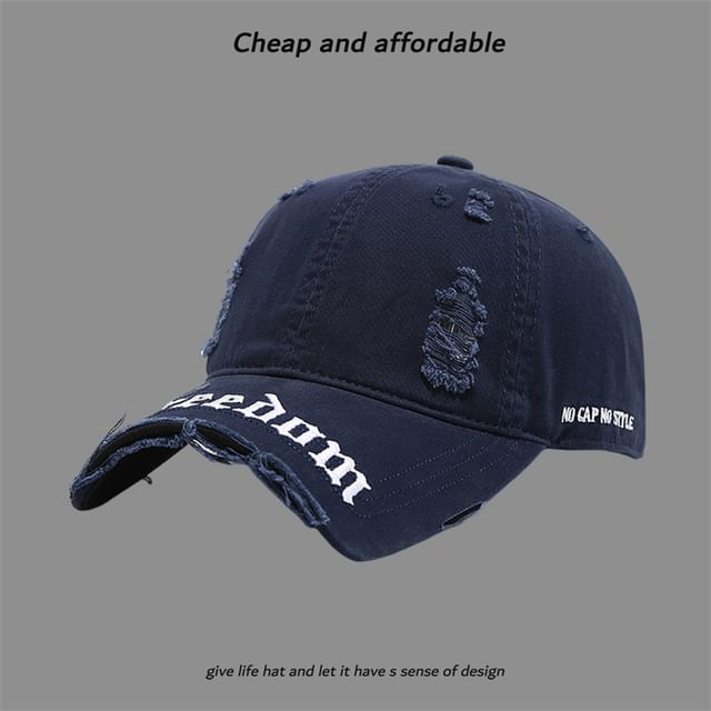 Washed Distressed Embroidered Letter Cap